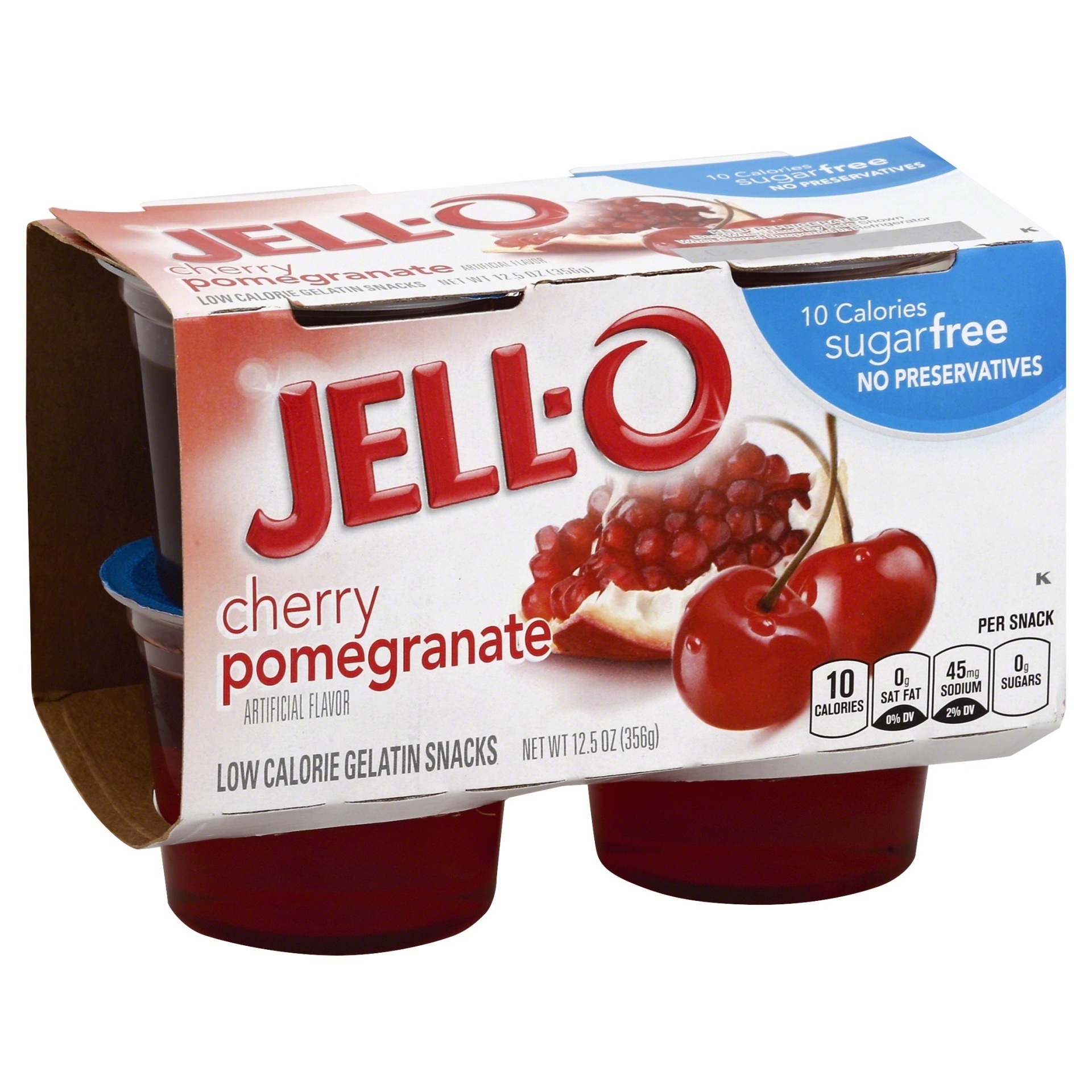 slide 1 of 8, Jell-O Sugar-Free Cherry Pomegranate Low Calorie Gelatin Snacks, 4 ct; 12.5 oz