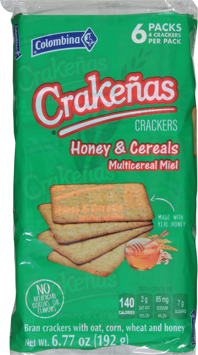 slide 10 of 13, Crakenas Colombina Honey & Cereals Crackers 6 - 4 Cracker Packs, 6 ct