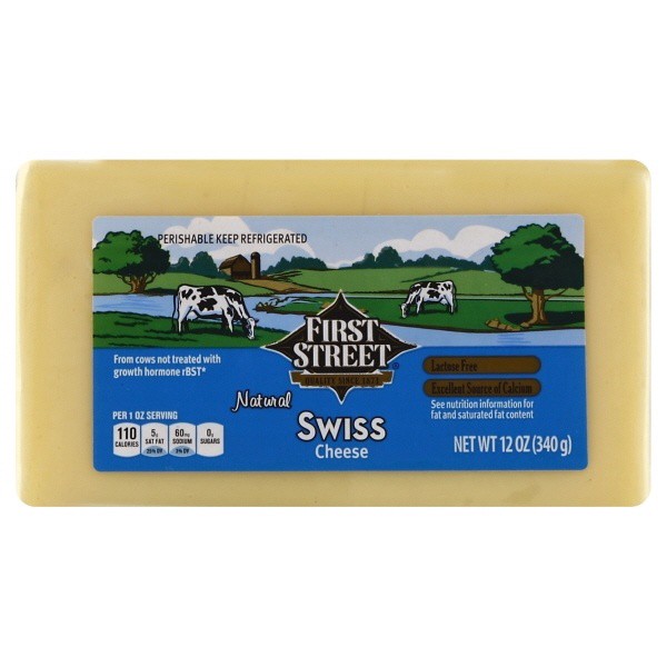 slide 1 of 1, First Street Swiss Chunk Cheese, 12 oz