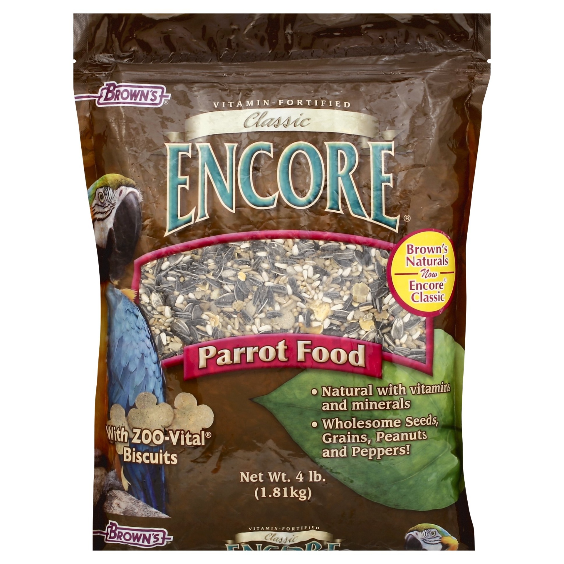 slide 1 of 1, Brown's Encore Classic Parrot Food, 4 lb