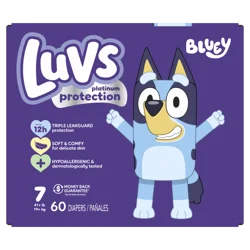 Luvs Platinum Protection Bluey Size 7 Diapers (41+ lbs (19+ kg)) 60 Each