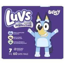 Luvs Platinum Protection Bluey Size 7 Diapers (41+ lbs (19+ kg)) 60 Each