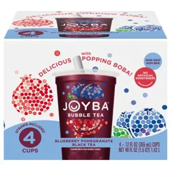 Joyba Blueberry Pomegranate Black Tea Bubble Tea, 12 fl oz Cup (Pack of 4)