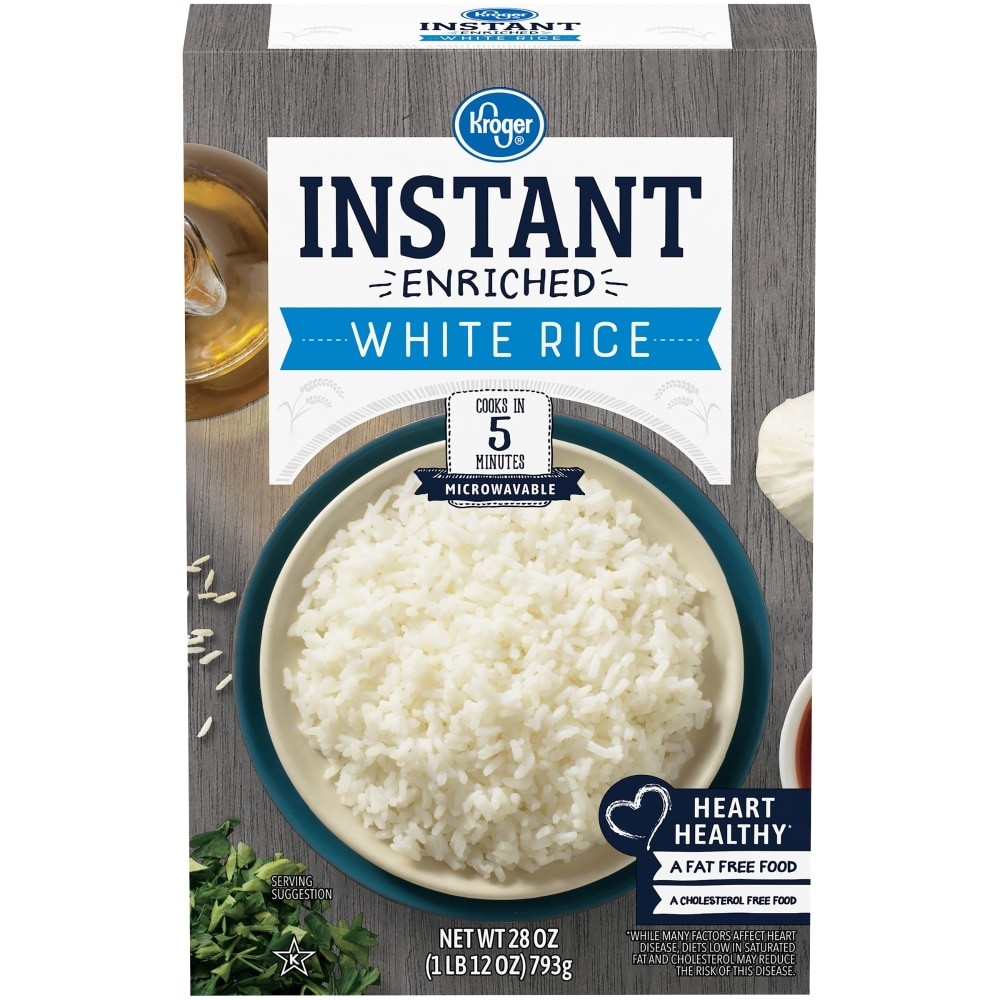 slide 1 of 1, Kroger Enriched Microwaveable Instant White Rice, 28 oz