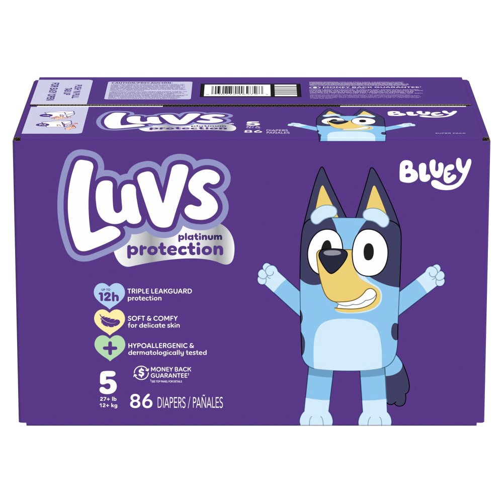 slide 4 of 6, Luvs Platinum Protection Baby Diapers, Size 5 (27+Lbs), 86 ct