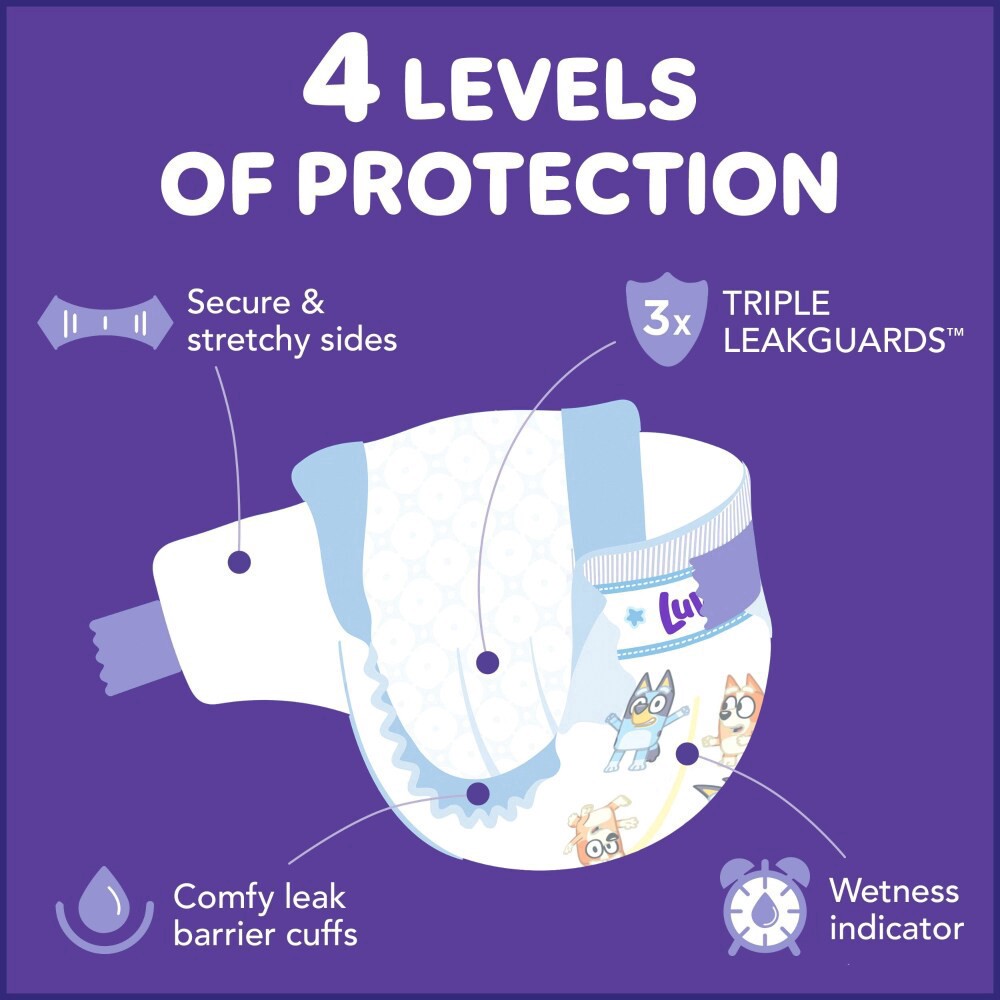 slide 5 of 6, Luvs Platinum Protection Baby Diapers, Size 5 (27+Lbs), 86 ct