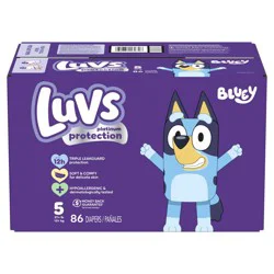 Luvs Platinum Protection Baby Diapers, Size 5 (27+lbs), 86 count