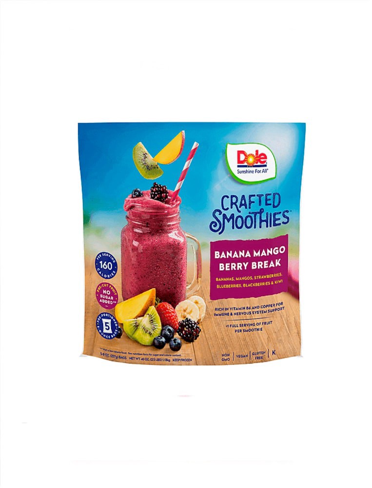 slide 1 of 1, Dole Crafted Smoothies Banana Mango Berry Break Smoothie, 28 oz