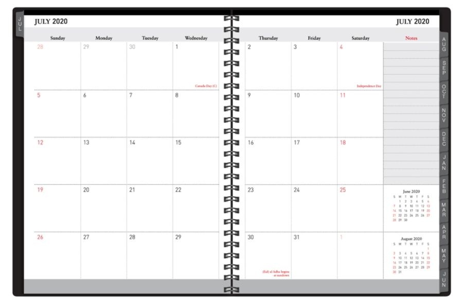 slide 4 of 4, Office Depot Weekly/Monthly Academic Planner, Horizontal Format, 8'' X 11'', 30% Recycled, Black, July 2020 To August 2021, 1 ct