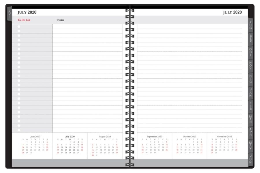 slide 3 of 4, Office Depot Weekly/Monthly Academic Planner, Horizontal Format, 8'' X 11'', 30% Recycled, Black, July 2020 To August 2021, 1 ct