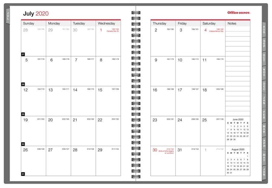 slide 4 of 4, Office Depot Monthly Academic Planner, 8-1/2'' X 11'', 30% Recycled, Gray, July 2020 To June 2021, 1 ct