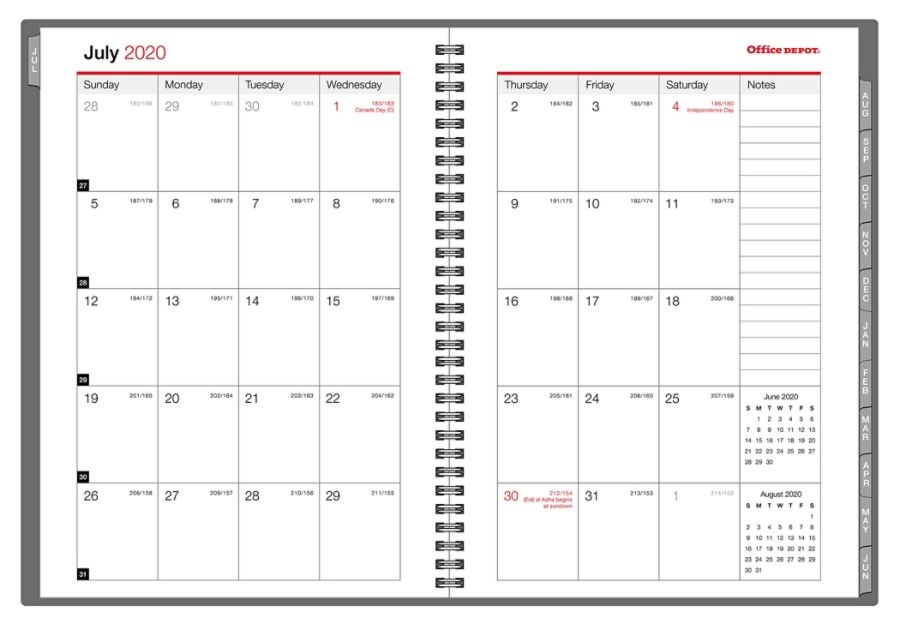 slide 3 of 4, Office Depot Weekly/Monthly Academic Planner, 8-1/2'' X 11'', 30% Recycled, Gray, July 2020 To June 2021, 1 ct