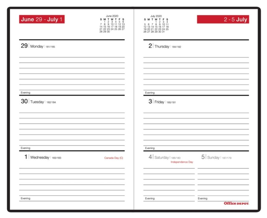 slide 2 of 4, Office Depot Weekly Academic Planner, 4'' X 6-3/8'', 30% Recycled, Black, July 2020 To June 2021, 1 ct