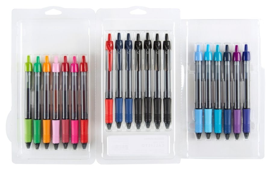 slide 2 of 9, Office Depot Brand Callisto Retractable Gel Ink Pens, Medium Point, 0.7 Mm, Visible Ink Supply, Assorted Fashion Ink Colors, Pack Of 20, 20 ct