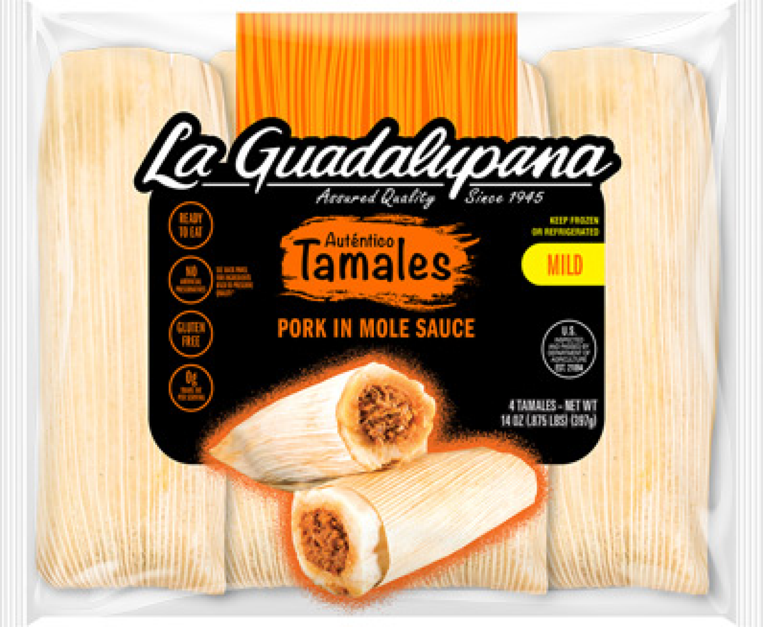 slide 1 of 1, La Guadalupana Mild Pork in Mole Sauce Tamales 4 Each, 4 ct