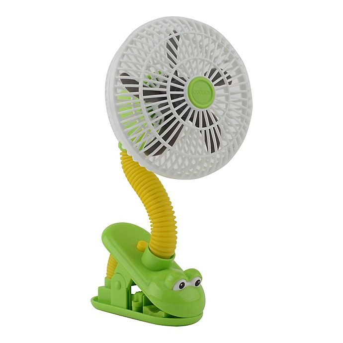 slide 1 of 1, O2COOL Portable Stroller Clip Fan - Green/Yellow Frog, 4 in