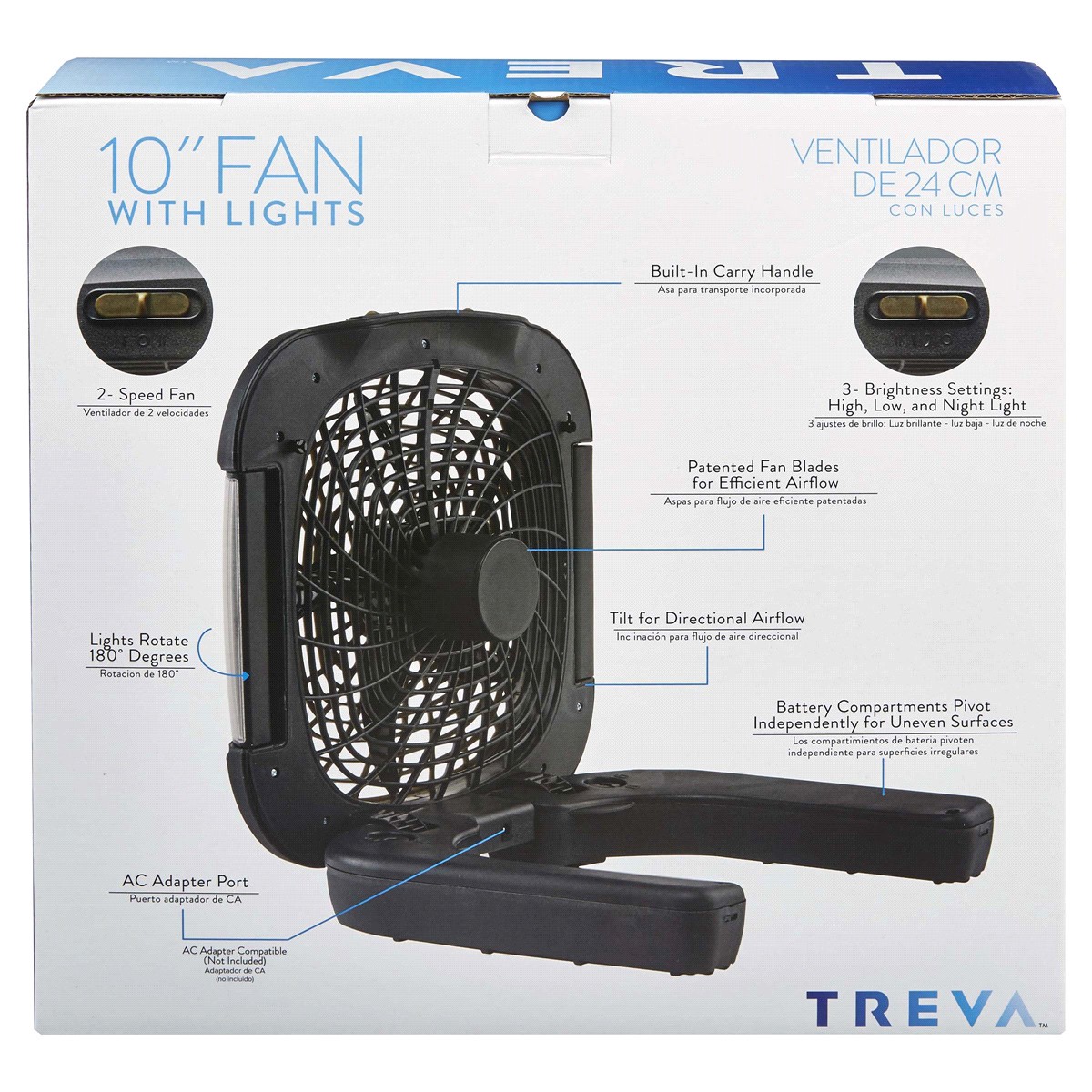 slide 17 of 17, Treva Camping Fan With Lights, 10", 1 ct