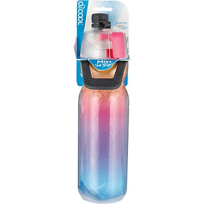 slide 1 of 1, O2COOL Raspberry Ombre Mist 'N Sip Water Bottle, 20 oz