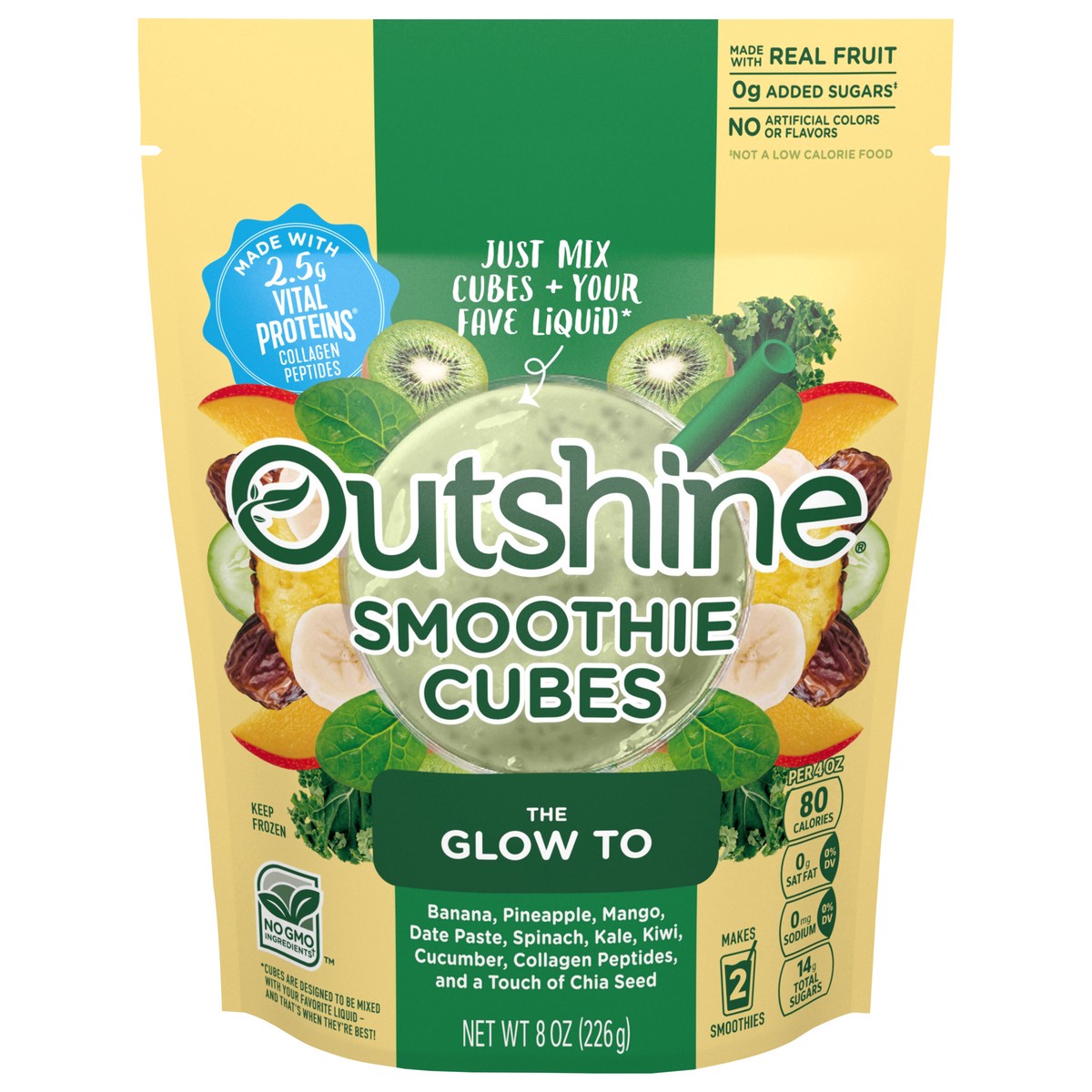 slide 1 of 6, Outshine Smoothie Cubes Green 6 Pack of 8 Ounce Packs, 8 oz