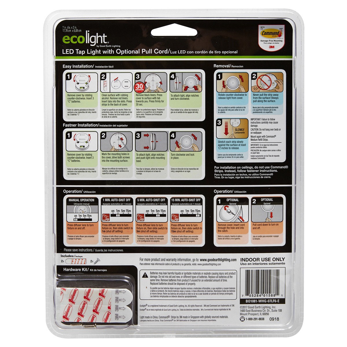 slide 2 of 2, EcoLight 7" LED Tap Closet Light, 7 in