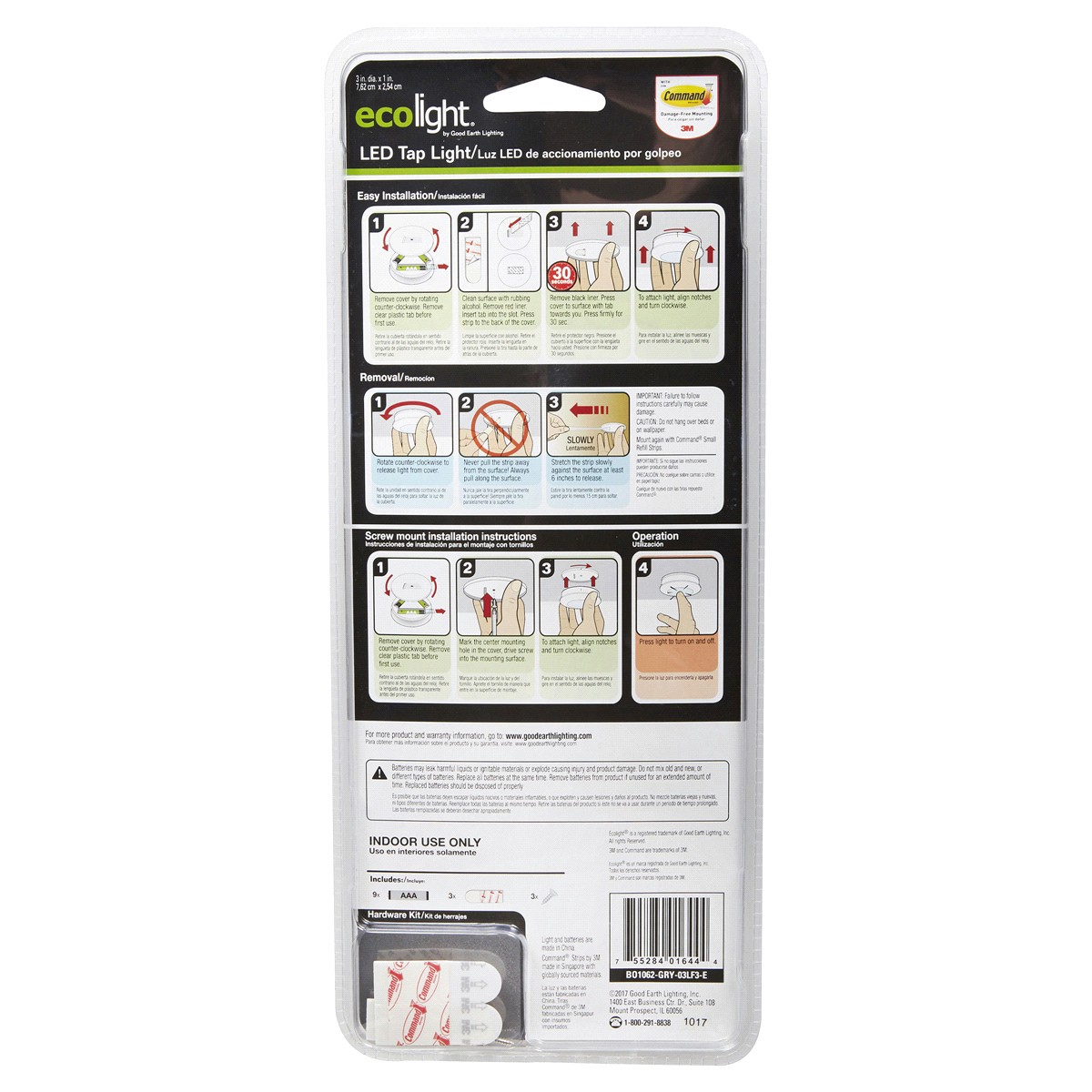 slide 2 of 2, EcoLight 3" LED Puck Grey, 3 ct