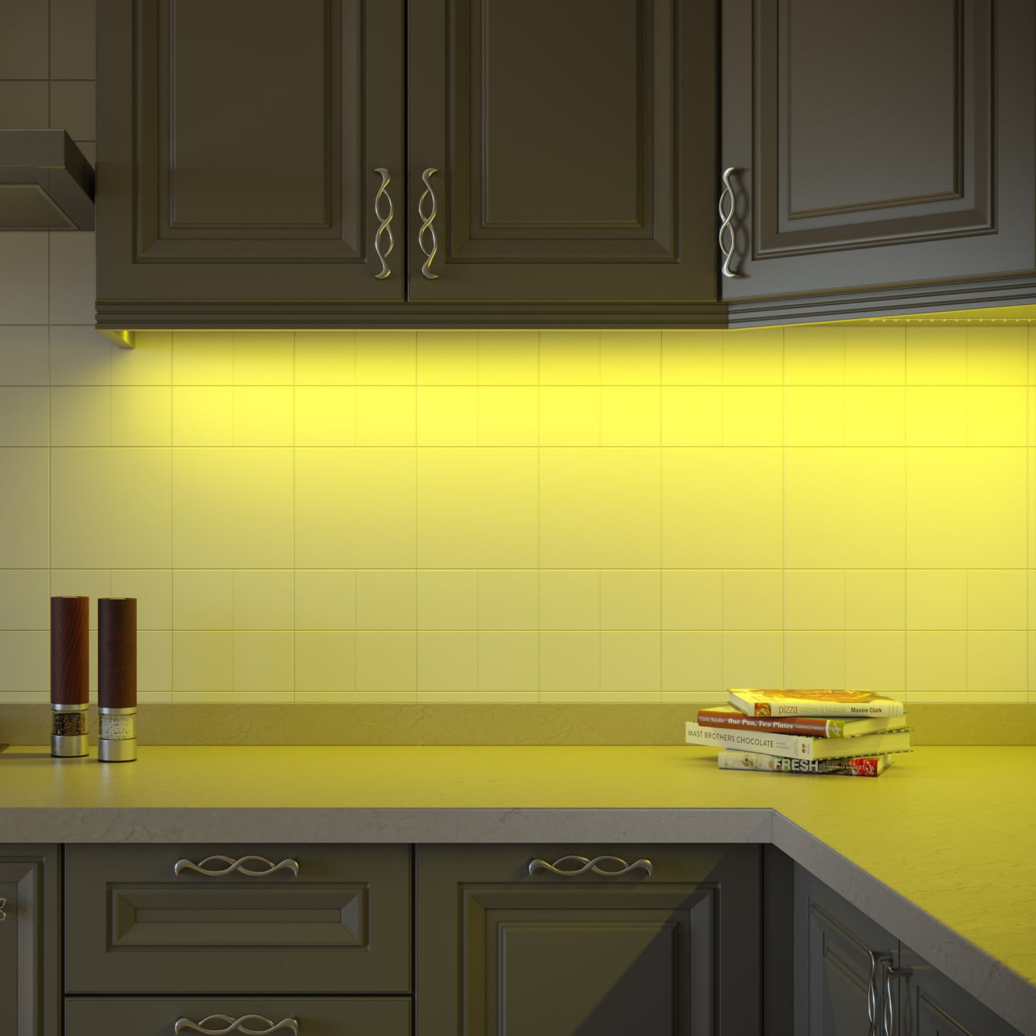 slide 5 of 5, Good Earth Lighting RGB + White 144-in Plug-in LED Under Cabinet Tape Light with Remote, 1 ct