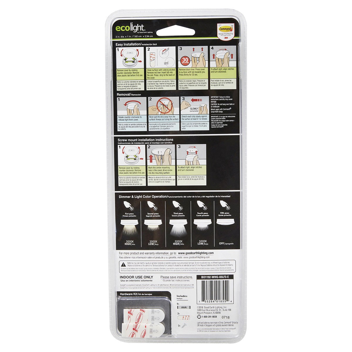 slide 2 of 2, EcoLight 3" LED Puck White w/ CCT (Temperature Color Change Technology), 3 ct