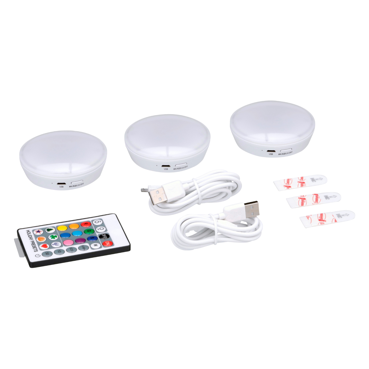 slide 2 of 4, Ecolight 3 Pack 3" RGB Puck Kit, 3 ct