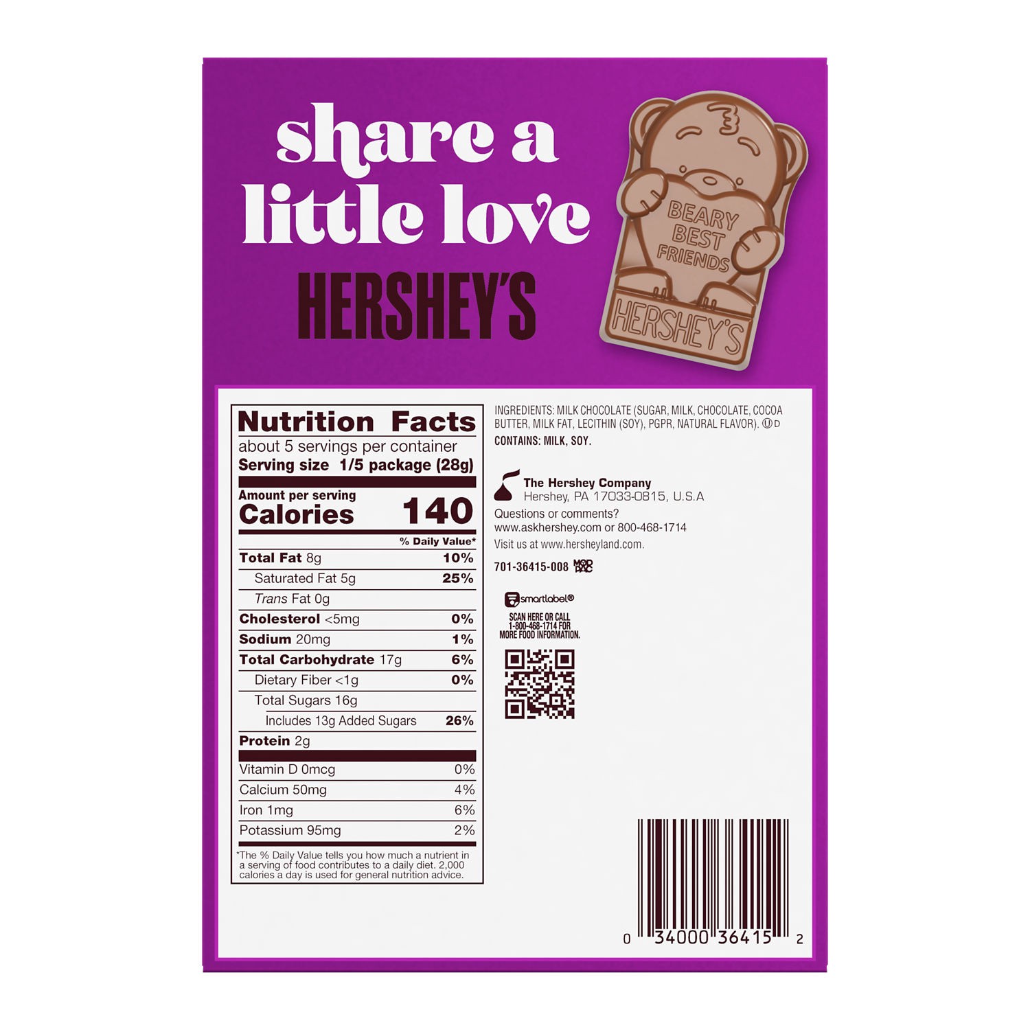 slide 3 of 4, Hershey's Beary Best Friends Milk Chocolate Candy, Valentine's Day, 5 oz, Gift Box, 5 oz