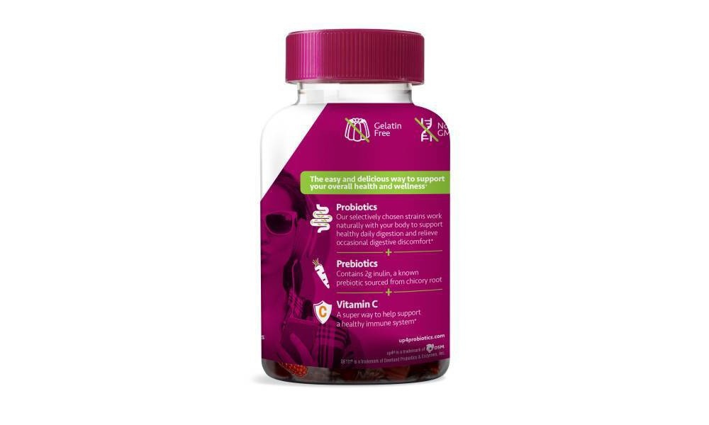 slide 3 of 4, UP4 Probiotics UP4 Probiotic + Prebiotic Vegan Gummies - Mixed Berry - 60ct, 60 ct