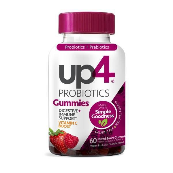 slide 1 of 4, UP4 Probiotics UP4 Probiotic + Prebiotic Vegan Gummies - Mixed Berry - 60ct, 60 ct
