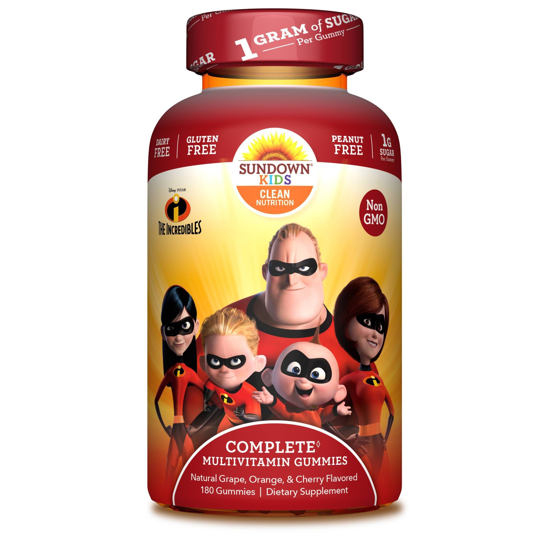 slide 1 of 4, Disney The Incredibles 2 Complete Multivitamin Gummies - Grape, Orange & Cherry, 180 ct