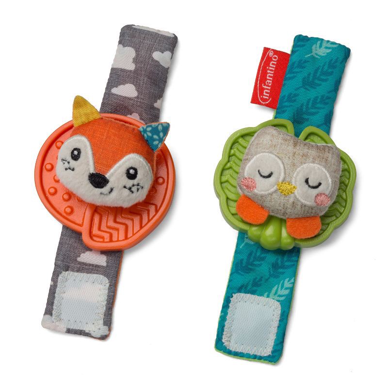 slide 1 of 4, Infantino Go gaga! Wrist Rattles - Fox & Owl, 1 ct