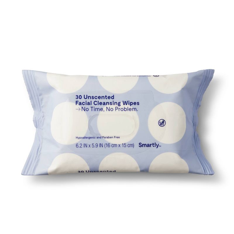 slide 1 of 3, Unscented Facial Cleansing Wipes - 30ct - Smartly™, 30 ct