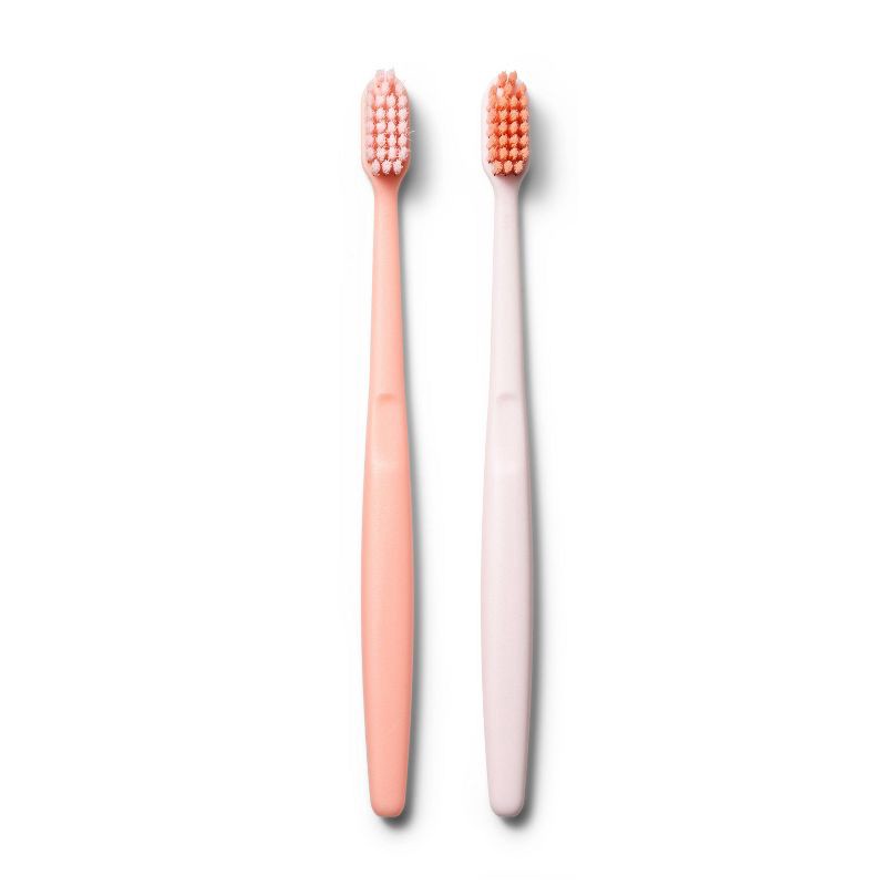 slide 4 of 4, Manual Toothbrush - 2ct - Pink - Smartly™, 2 ct