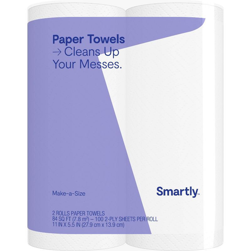 slide 1 of 3, Make-A-Size Paper Towels - 2 Rolls - Smartly™, 2 ct