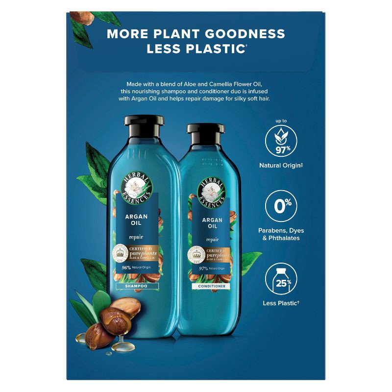 slide 2 of 12, Herbal Essences Pure Plants Blend Argan Oil Repairing Color-Safe Shampoo/Conditioner Dual Pack - 13.5 fl oz/2ct, 2 ct; 13.5 fl oz