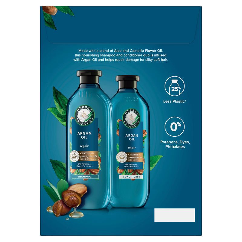 slide 9 of 10, Herbal Essences Pure Plants Blend Argan Oil Repairing Color-Safe Shampoo/Conditioner Dual Pack - 13.5 fl oz/2ct, 2 ct; 13.5 fl oz