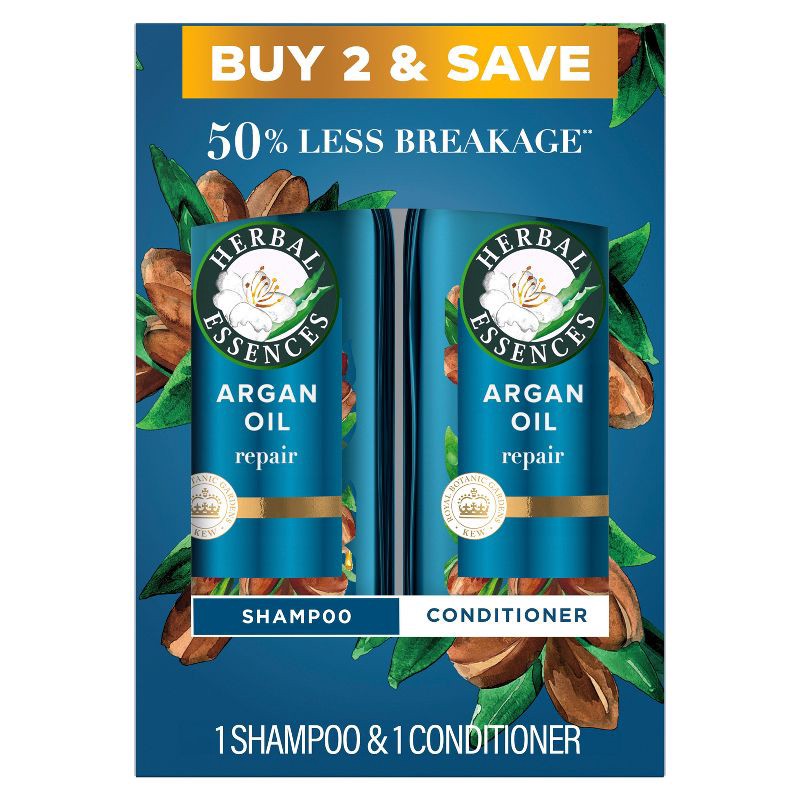 slide 1 of 10, Herbal Essences Pure Plants Blend Argan Oil Repairing Color-Safe Shampoo/Conditioner Dual Pack - 13.5 fl oz/2ct, 2 ct; 13.5 fl oz