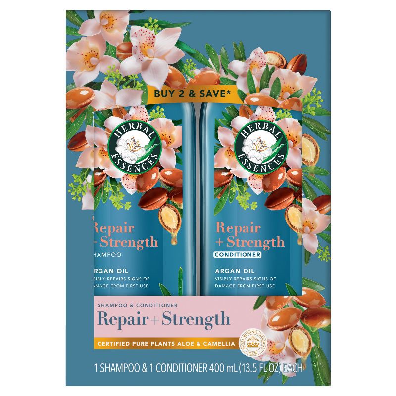 slide 1 of 11, Herbal Essences Pure Plants Blend Argan Oil Repairing Color-Safe Shampoo/Conditioner Dual Pack - 13.5 fl oz/2ct, 13.5 fl oz; 2 ct
