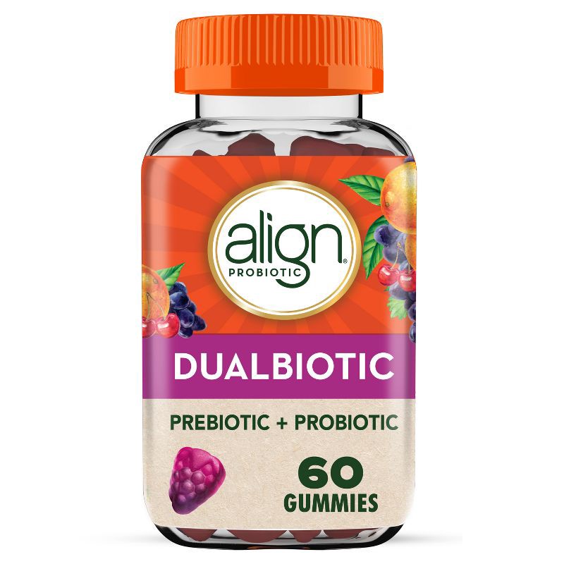 slide 1 of 11, Align DualBiotic Prebiotic & Probiotic Daily Supplement Gummies - Natural Fruit - 60ct, 60 ct