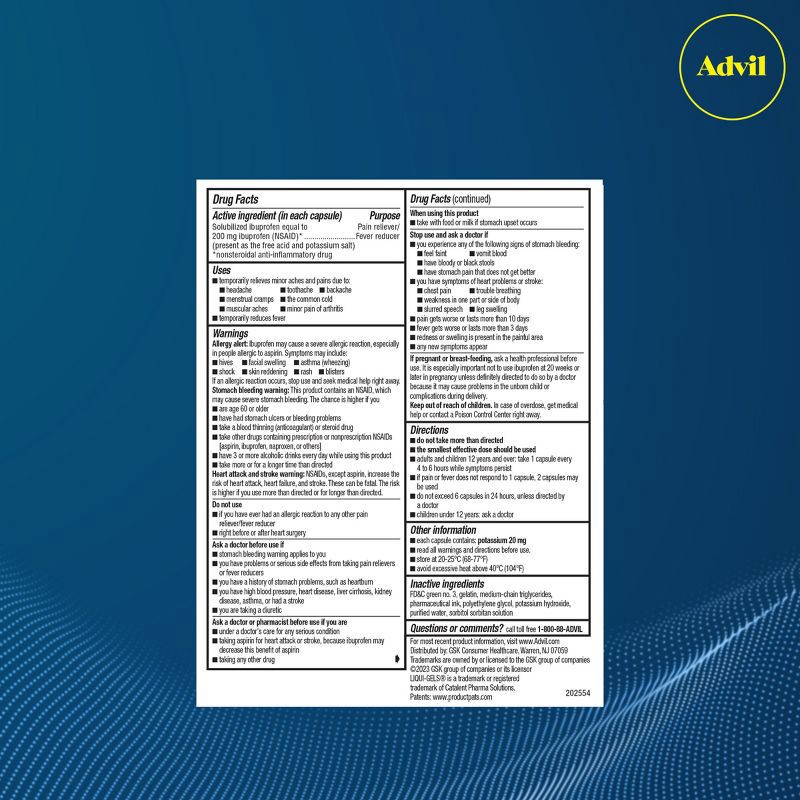 slide 16 of 16, Advil Pain Reliever/Fever Reducer Liqui-Gel Minis - Ibuprofen (NSAID) - 200ct, 200 ct