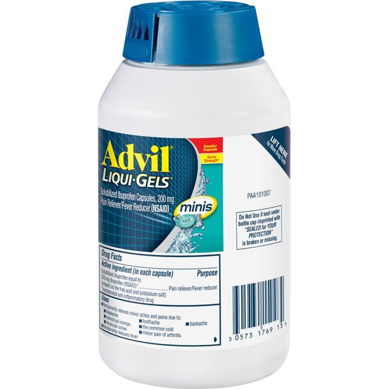 slide 8 of 10, Advil Pain Reliever/Fever Reducer Liqui-Gel Minis - Ibuprofen (NSAID) - 200ct, 200 ct
