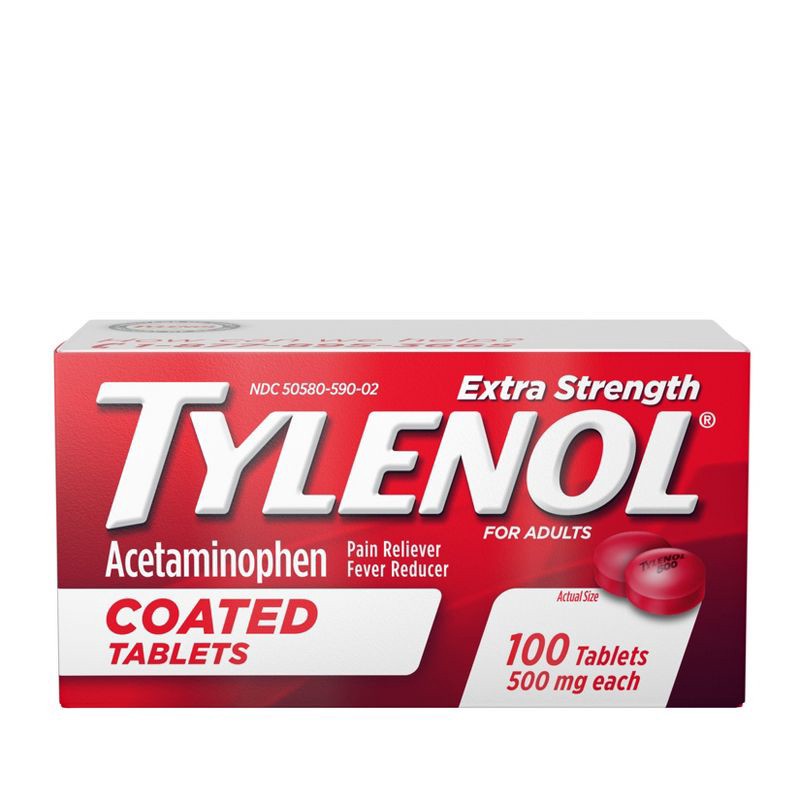 slide 2 of 10, Tylenol Extra Strength Coated Tablets - Acetaminophen - 100ct, 100 ct