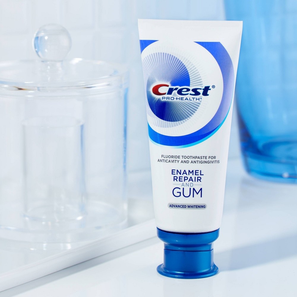 slide 5 of 6, Crest Gum & Enamel Repair Toothpaste for Gum Care Advanced Whitening, 4.1 oz