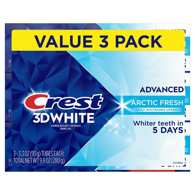 slide 8 of 11, Crest 3D White Advanced Teeth Whitening Toothpaste - Arctic Fresh - 3.3oz, 3.3 oz