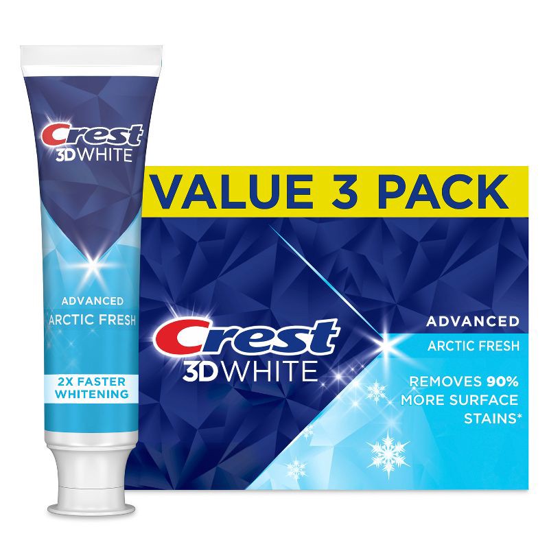 slide 1 of 8, Crest 3D White Advanced Teeth Whitening Toothpaste, Arctic Fresh - 3.3 oz, 3.3 oz