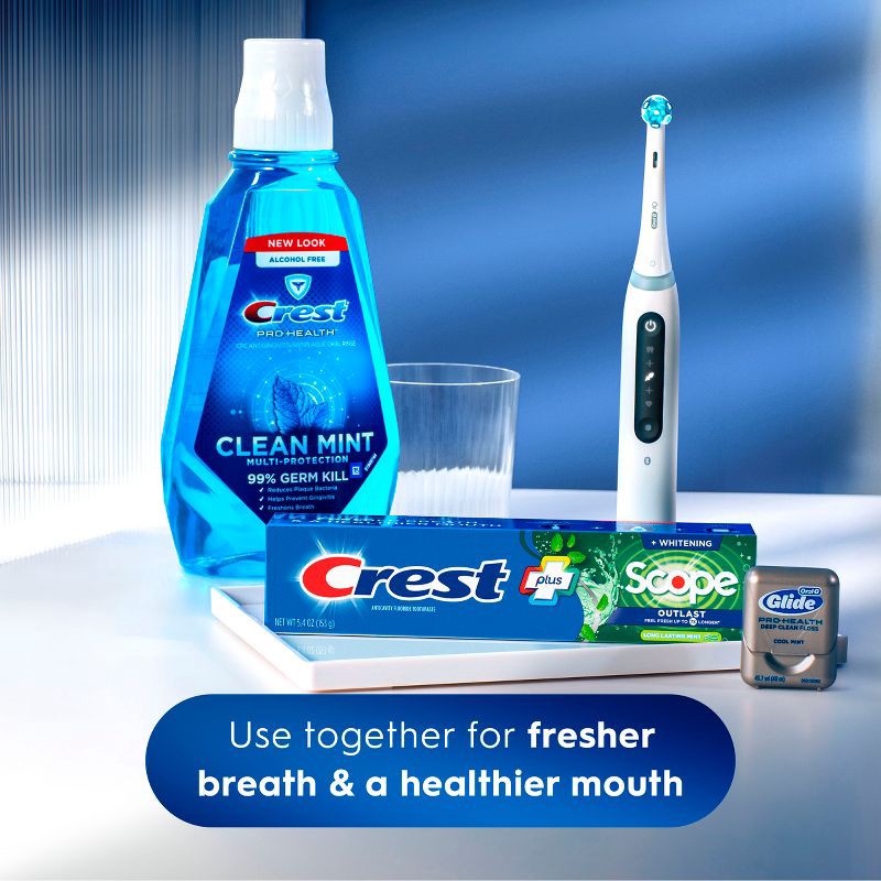 slide 8 of 9, Crest + Scope Outlast Complete Whitening Toothpaste - Mint - 5.4oz/3pk, 3 ct; 5.4 oz