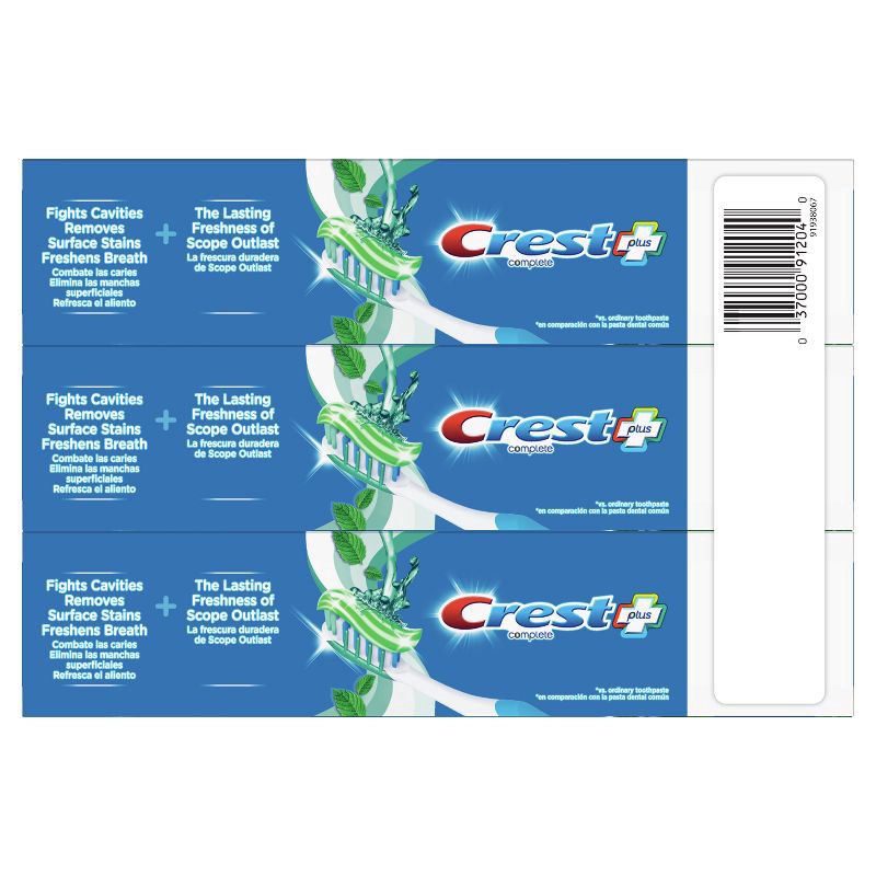 slide 11 of 11, Crest + Scope Outlast Complete Whitening Toothpaste, Min - 5.4oz/3pk, 3 ct; 5.4 oz