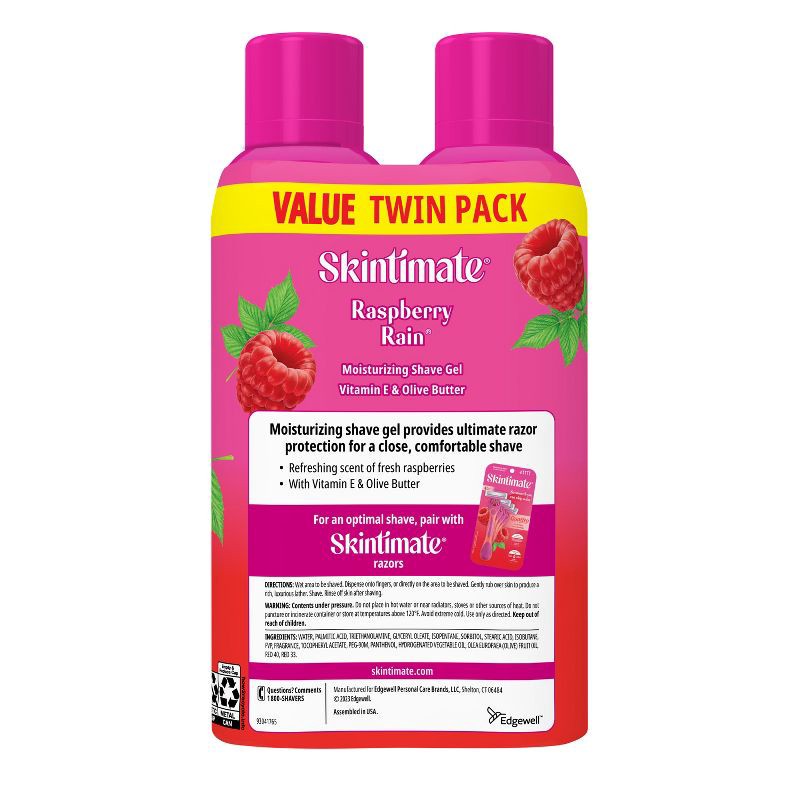 slide 2 of 7, Skintimate Signature Scents Raspberry Rain Women's Shave Gel Twin Pack - 14oz, 14 oz